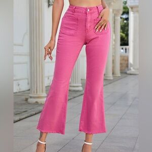 Unbranded Women’s Pink‎ Ankle length Flare Leg Raw Hem Jeans Size 6